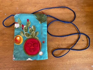 Desert Cactus AMOR CALOR Retro Artisan Handmade Crossbody Small Zipper Bag Pouch - Picture 1 of 4