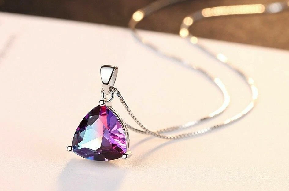 BENIAMINO Damen Kette Anhänger 925er Sterling Silber Mystic Topas 5,79 ct VVS