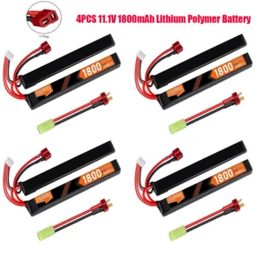 4PCS 11.1V 1800mAh 30C Airsoft Hobby Stick LiPo Battery Mini Tamiya Plug Airsoft - Bild 1 von 9