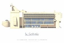 Le Corbusier Couvent de La Tourette 22.25 x 33 Affiche Modernisme Home Bleu,