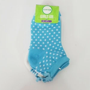 3 pares de calcetines de tobillo redondo para niñas circo talla 9-1 1/2 azul y blanco arco trasero elástico - Imagen 1 de 3