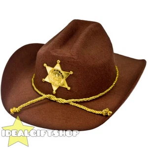 CHAPEAU DE SHÉRIF ADULTE WILD WEST AMERICAN FLIC ROBE FANTAISIE OFFICIER ADJOINT AMÉRICAIN COWBOY - Photo 1/1