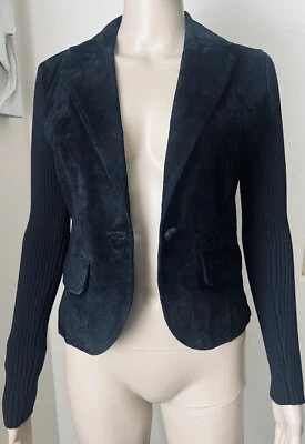 NWT INC International Concepts Jacket Blazer SUEDE LEATHER Ribbed MOTO Crop S - Image 1 of 4