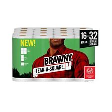 BRAWNY Tear-A-Square Paper Towels - White, Pack of 16, Double