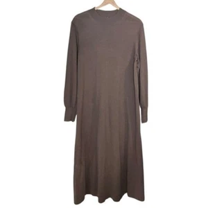 Uniqlo Mock Neck Midi Sweater Dress Size XL Long Sleeve Light Brown Beige Wool - Picture 1 of 8
