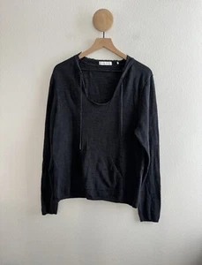 Sandro Navy Knit Sweater Hoodie Size Large - Picture 1 of 9