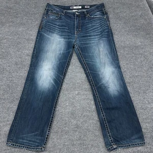 BKE Tyler Jeans Herren 36S (37x30) Straight Leg Dark Faded Whisker Distressed Denim - Bild 1 von 12