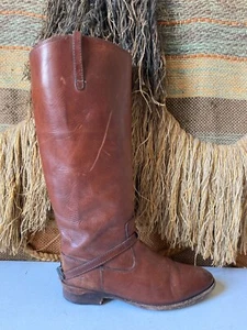 FRYE WOMENS BROWN RIDING HERNESS BOOTS 76976 PULL ON LEATHER SIZE 8.5 B - Picture 1 of 10