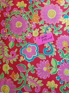 NUEVA TELA DE TAPICERÍA FLOR ZSA ZSA 4 YARDAS ROSA AMARILLO ROJO BLANCO--TEMPORADAS DE HOGAR - Imagen 1 de 3