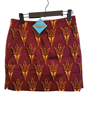 NUEVO CON ETIQUETAS Falda Forkem Loudmouth ASU Golf Skort Talla 4 Arizona State Granate Amarillo Foto 1 de 4
