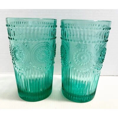 Vasos de mujer Pioneer vidrio Adeline vidrio en relieve color turquesa verde azulado grueso Foto 1 de 4