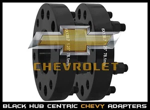 2 Pc Chevy Silverado 1.25" Thick Black Hub Centric Wheel Spacers Adapters 14x1.5 - Picture 1 of 8