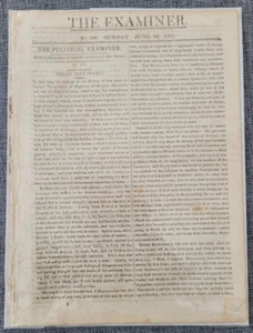 THE EXAMINER 20TH JUNE 1813  TREATY SWEDEN NAPOLEON ORIGINAL SMALL NEWSPAPER - Picture 1 of 3
