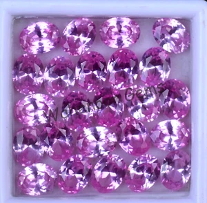 Pietra Preziosa Sciolta Naturale 34,45 Ct Mogok Rosa Rubino Ovale CERTIFICATA 24 Pezzi - Foto 1 di 8