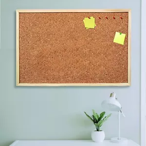 Cork Board With Wooden Frame Wall Hanging Memo Notice Board Home School Office - Picture 1 of 6