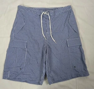 Polo by Ralph Lauren Blue White Gingham Check Cargo Shorts Plaid Size 34 S3M - Picture 1 of 4