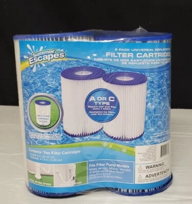 New 2 Pack Summer Escapes Type A or C Pool Filter Cartridge Replacement Filters - Image 1 of 4