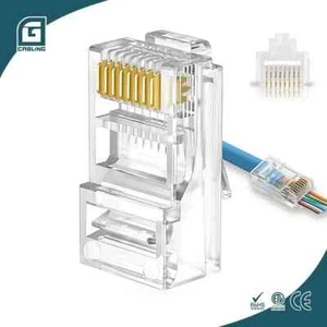 Paquete de 50 - Conector de paso a través RJ45 de alta calidad Cat5e Cat6 - Imagen 1 de 6