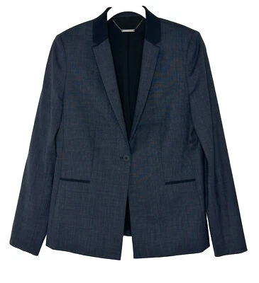 Chaqueta Blazer Para Mujer Elie Tahari Azul Lana Virgen Elastizada Un Botón Talla 10 Foto 1 de 4