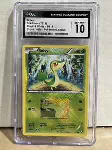 2011 Black & White: Snivy - 1/114 Cross. Holo Pokémon League CGC 10 - Picture 1 of 2