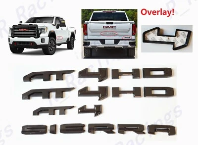 Черная глянцевая накладная эмблема задней двери AT4 HD Sierra GMC Sierra 1500 2500HD 3500HD - Изображение 1 из 4