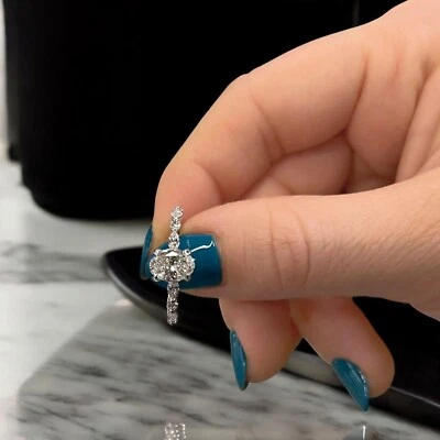 1.50 Ct Oval Cut Diamond Engagement Ring Lab Grown IGI 18k White Gold  E F VS - Image 1 of 4