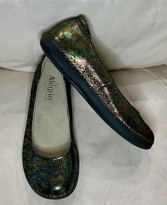 Alegria PET-238 Talla 8 Mujer Mocasines Pétalos Tronos Iridiscentes Metálicos Pisos 6 Foto 1 de 4