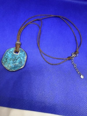 Silpada PARADISE NECKLACE - Sterling, Stabilized Turquoise & Lapis on Leather - Image 1 of 4