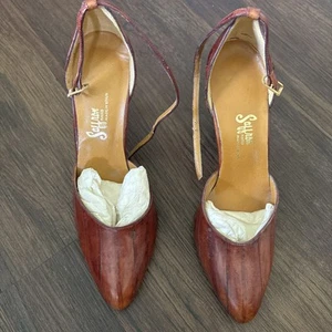 Vintage Deadstock Saffron Spanish Stiletto Designer Handmade 70s60s Retro Sz7.5 - Picture 1 of 6