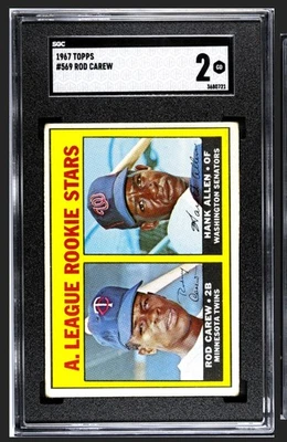🟥🔥Rod Carew🔥⬛️1967 Topps #569 RC Rookie SGC 2 De colección APELACIÓN VISUAL Alto # Salón de la fama Foto 1 de 4