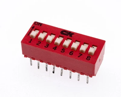 10-PCS C&K BD08 8 Position 16 Pin SPST Through-Hole DIP Switch - Image 1 of 2