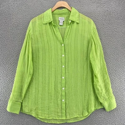 Camisa Chicos Mujer 0 EE. UU. Pequeña Verde Mezcla Seda Cuello Abotonado Mangas Largas Foto 1 de 4