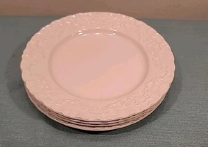Set of 4 White Embossed Salad Plates, Claire by Ralph Lauren & Wedgwood 8 ¼" - Picture 1 of 8