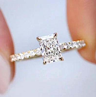 1.30 Ct Radiant IGI Certified Lab Grown Diamond Engagement Ring 14K Yellow Gold - Image 1 of 4