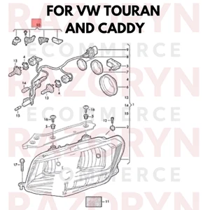 FOR VW TOURAN CADDY 2010-2015 NEW FRONT HEADLIGHT BRACKET REPAIR KIT PAIR SET  - Picture 1 of 3