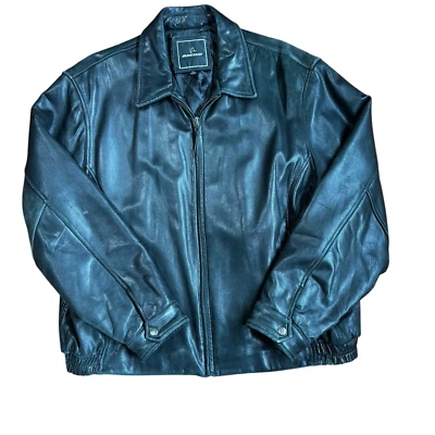 Chaqueta de vuelo Boeing Bomber de cuero negra con bolsillos de barra, XL, piel de cordero Foto 1 de 4