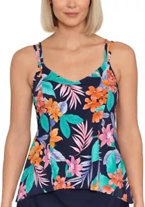 Swim Solutions 3213 Womens Floral Bust Support Tankini Swim Top Size 10 - Picture 1 of 2