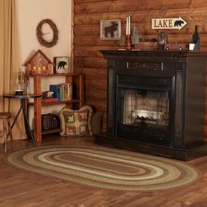 Tea Cabin Charcoal Area Oval 5' x 8'. INCLUDES Rug Pad. VHC Brands.  - Picture 1 of 5