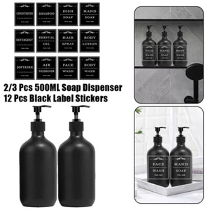 2/3 Piezas 500ml Líquido Jabón Dispensador Loción Bomba Botellas con 12 Etiquetas - Imagen 1 de 26
