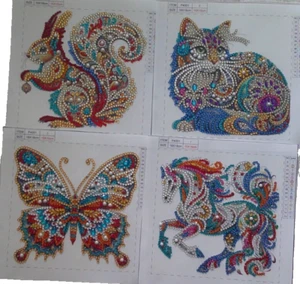 PINTURA ARTÍSTICA DIAMANTE PARA ENMARCAR GATO MARIPOSA CABALLO ARDILLA COMPLETADA - Imagen 1 de 5