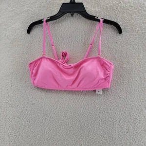 California Waves Metallic Shine Bandeau Bikini Top Juniors XL Pink Strap Back - Picture 1 of 14