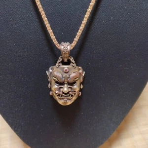 Nio Statue Kongo Rikishi mask necklace Buddha Statue copper Oriental art amulet - Picture 1 of 7