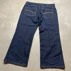 Y2K Vintage PJ Mark Jeans Wide Leg Baggy Skater 40x28 Cyber Goth Embroidered - Picture 1 of 10