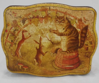 "Jean de La Fontaine Poem" sirop Melange  Original antique Tin Box Lithograph - Image 1 of 4