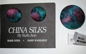 100% CHINA SILK SCARF CLIP SET -BY RUTH ANN- TURQUIOS AND PURPLE NWT - Picture 1 of 5