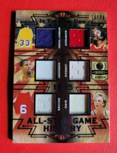 MICHAEL JORDAN LARRY BIRD MAGIC JOHNSON DR J KAREEM JABBAR 6 JERSEY CARD #d10/30 - Picture 1 of 3