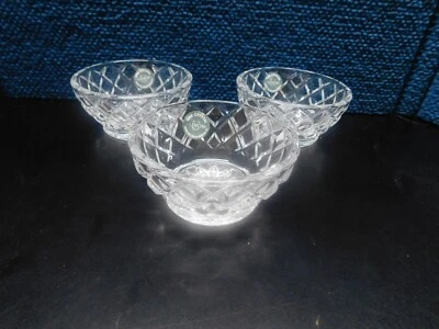 Set of 3 Lenox crystal diamond cut bowls 3 3/4" diameter at top 1 3/4" deep NEW - Image 1 of 4