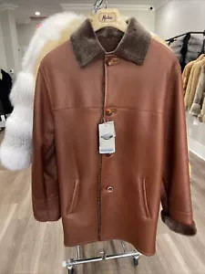 Burnt Sienna rotbraun Herren Nappa Lamm Leder Lammfell Jacke S Neu mit Etikett $ 1495 - Bild 1 von 12