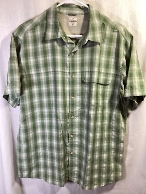 Ruff Hewn Green Plaid Medium Short Sleeve Modal Blend Button Up - Image 1 of 4