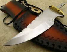 Knife Making Blade Blank w/ Brass Guard & Custom Leather Sheath 6 1/2" Blade